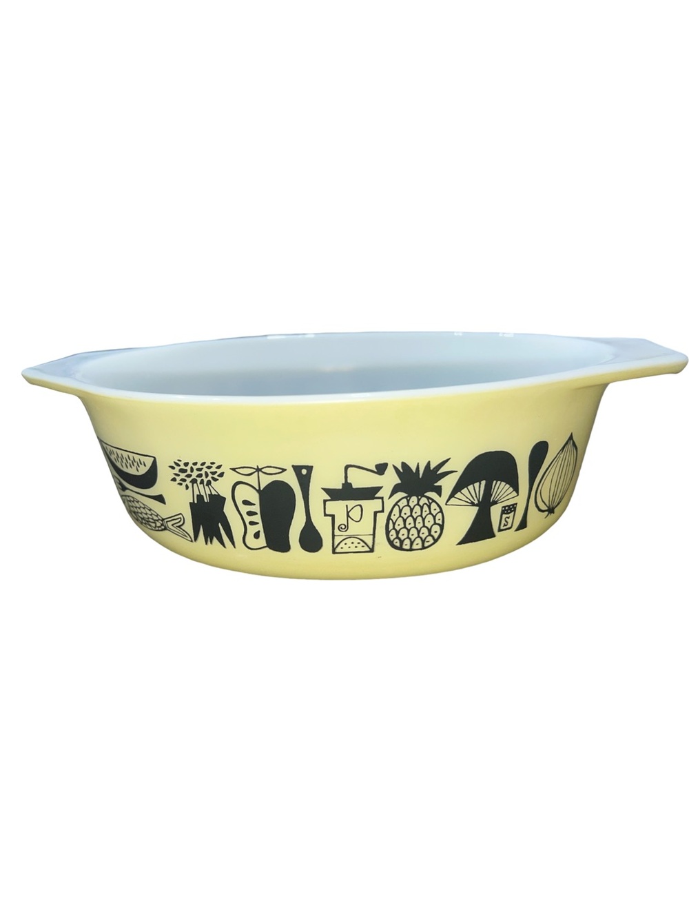 Pyrex Mod Yellow Bowl Promotional Limited Edition Glass Oval Casserole Dish 1958